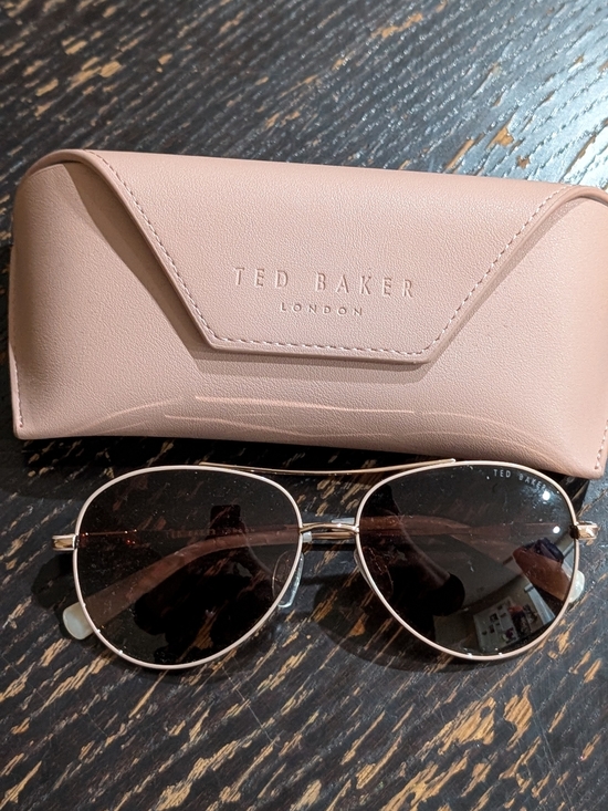 Ted Baker Accessories - Ted Baker Gold Metal Aviator Sunglasses with Pink Case